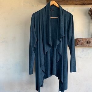 Ruti Cowl Neck Faux Suede wrap open cardigan